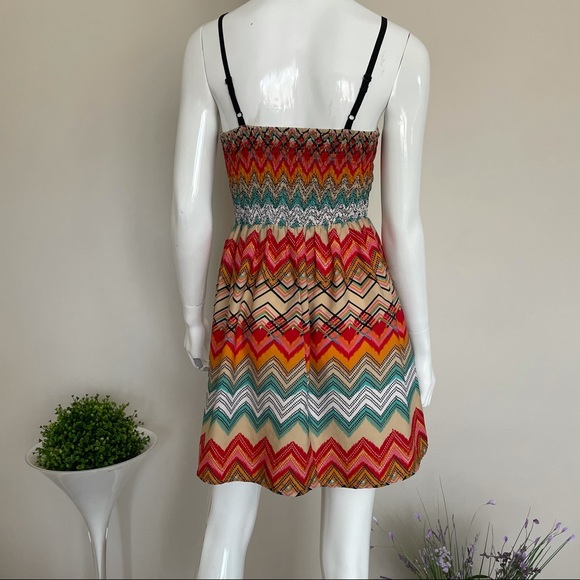 URBAN OUTFITTERS Aztec Boho Smocked Summer Dress S - Picture 2 of 6